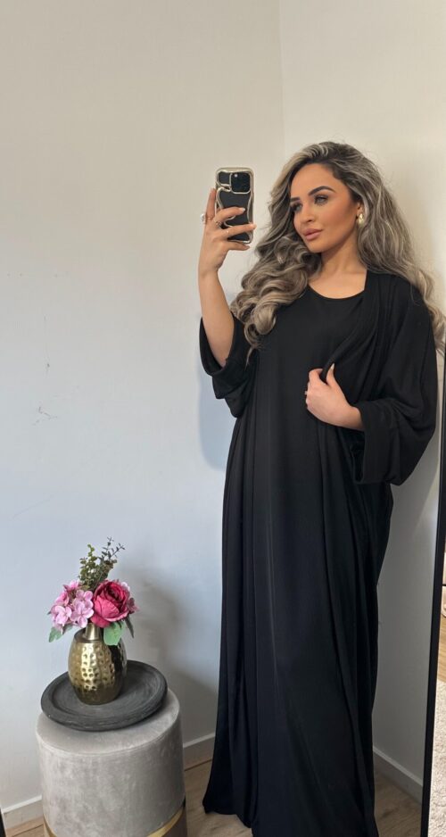 Kimono met onderjurk Rose zwart